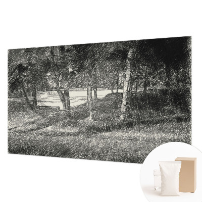 Papier peint salon moderne à motif de paysage apaisant
