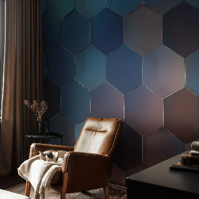 Papier peint chambre moderne Modré šesťuholníky