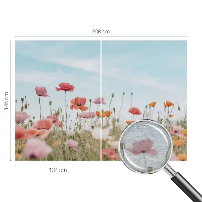 Papier peint intissé imprimé fleurs de coquelicot