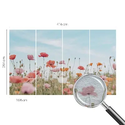 Papier peint intissé imprimé fleurs de coquelicot
