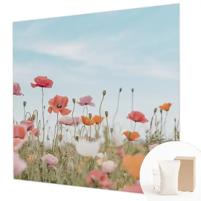 Papier peint intissé imprimé fleurs de coquelicot