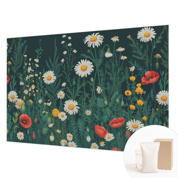 Décoration murale panoramique intissé avec motif de fleurs sauvages