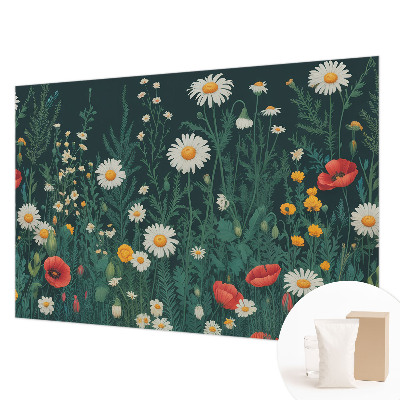 Décoration murale panoramique intissé avec motif de fleurs sauvages