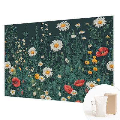 Décoration murale panoramique intissé avec motif de fleurs sauvages