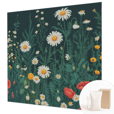 Décoration murale panoramique intissé avec motif de fleurs sauvages