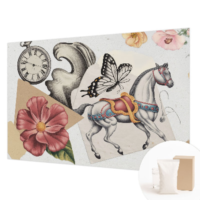 Papier peint panoramique enfant avec motif de fleurs anciennes