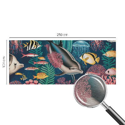 Papier peint panoramique tendance avec un motif de faune sous-marine
