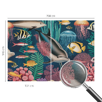 Papier peint panoramique tendance avec un motif de faune sous-marine