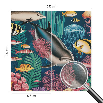 Papier peint panoramique tendance avec un motif de faune sous-marine
