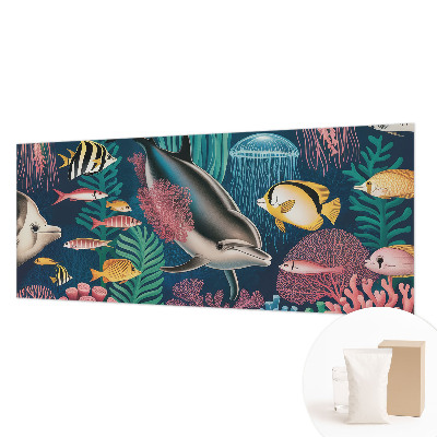Papier peint panoramique tendance avec un motif de faune sous-marine