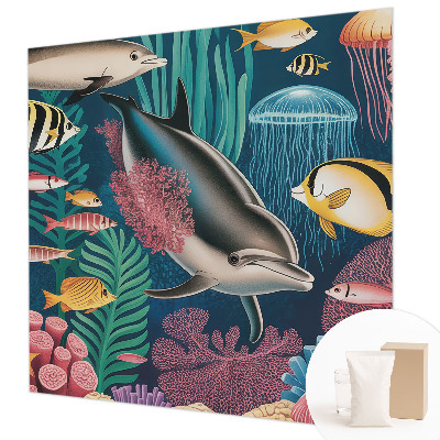 Papier peint panoramique tendance avec un motif de faune sous-marine