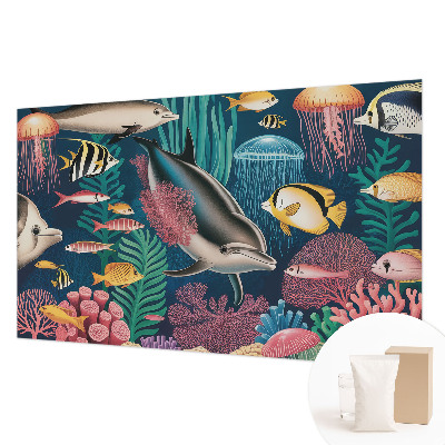 Papier peint panoramique tendance avec un motif de faune sous-marine