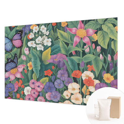 Papier peint panoramique intissé moderne avec un motif « Explosion de fleurs »