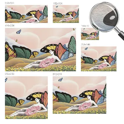 Papier peint photographique sur tissu non tissé prairie aux papillons