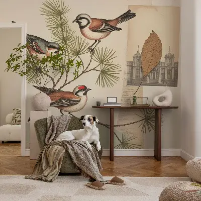 Papier peint intissé Collage d'oiseaux
