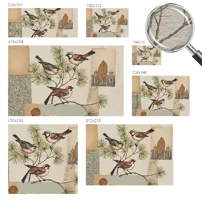 Papier peint intissé Collage d'oiseaux