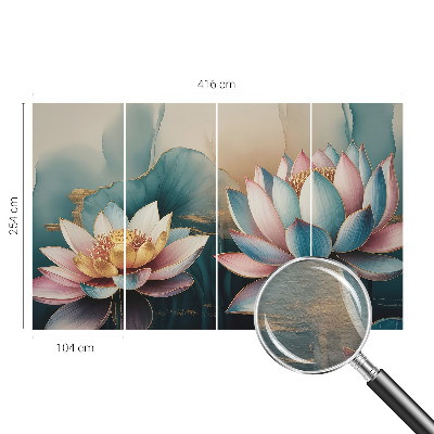 Décoration murale panoramique intissé avec motif de lotus harmonie
