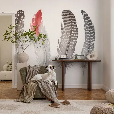 Papier peint intissé Plumes à motifs
