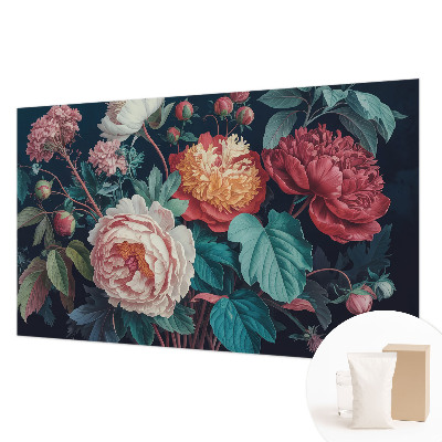 Poster mural panoramique avec motif de fleurs colorées