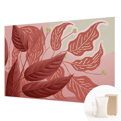 Papier peint salon moderne avec un motif de feuilles organiques