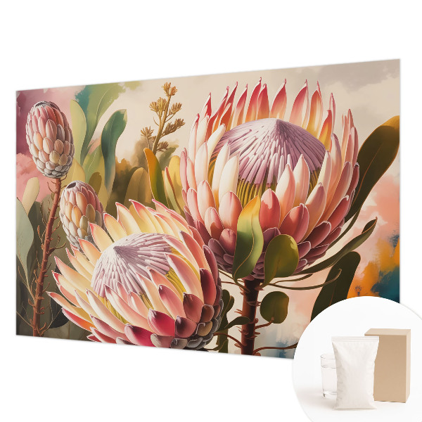 Papier peint chambre moderne à motif de protéas