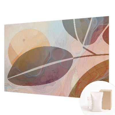 Papier peint panoramique intissé avec un motif de feuilles harmonieuses