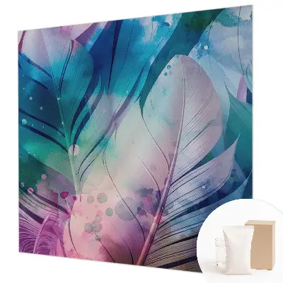 Papier peint photographique sur tissu non tissé plumes colorées