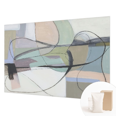 Papier peint salon moderne avec un motif de fines lignes pastel