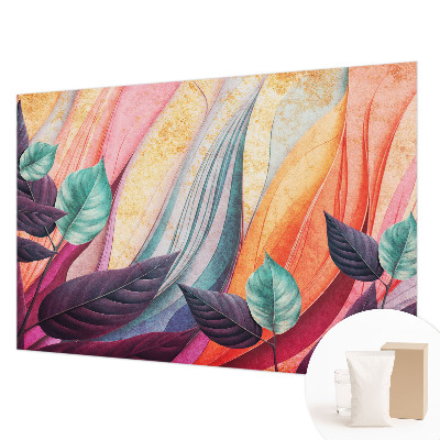 Papier peint panoramique de haute qualité avec un motif de feuilles abstraites