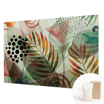 Papier peint photo avec un motif de feuilles abstraites
