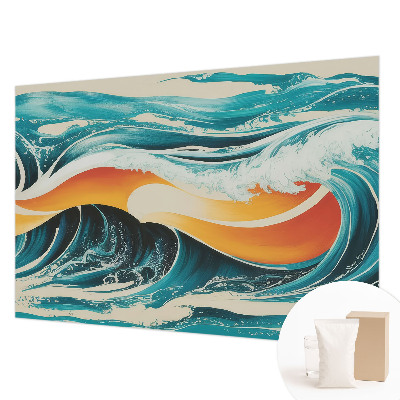 Poster mural panoramique avec un motif d'ondes abstraites
