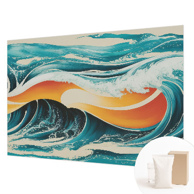 Poster mural panoramique avec un motif d'ondes abstraites