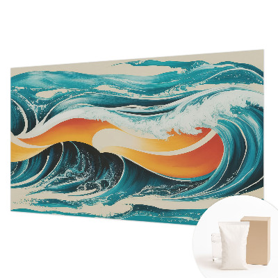 Poster mural panoramique avec un motif d'ondes abstraites