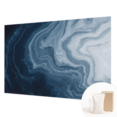 Papier peint panoramique sur mesure avec un motif de vagues bleues