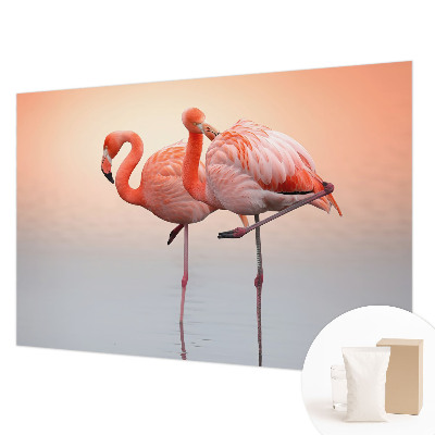 Décoration murale panoramique intissé avec motif de flamants délicats