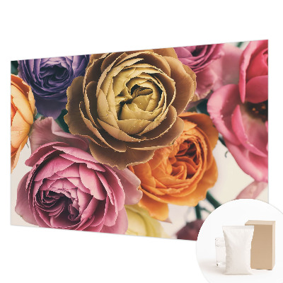 Papier peint panoramique avec motif de roses colorées