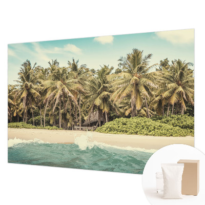 Papier peint panoramique chambre adulte avec un motif de plage tropicale