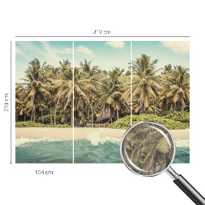 Papier peint panoramique chambre adulte avec un motif de plage tropicale
