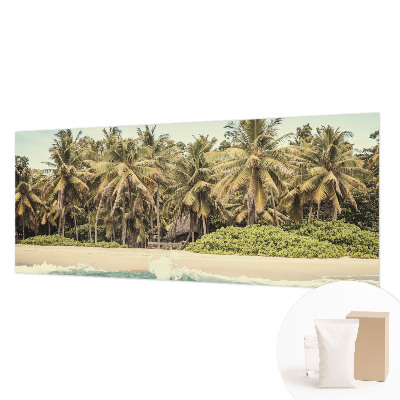 Papier peint panoramique chambre adulte avec un motif de plage tropicale