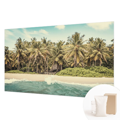 Papier peint panoramique chambre adulte avec un motif de plage tropicale