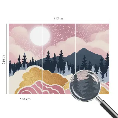 Papier peint intissé Coucher de soleil rose