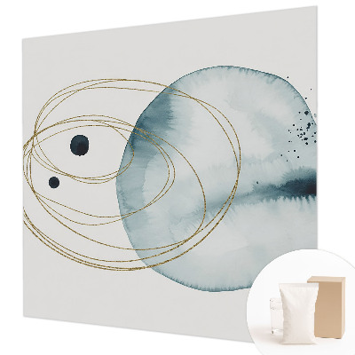 Papier peint panoramique avec un motif abstrait évoquant des formes organiques