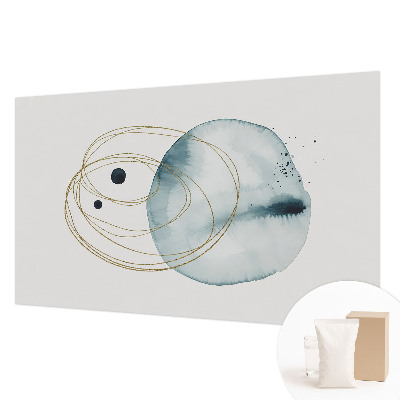 Papier peint panoramique avec un motif abstrait évoquant des formes organiques