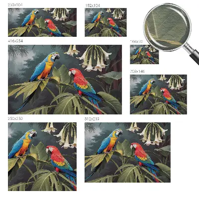 Papier peint photo sur tissu non tissé Perroquets colorés