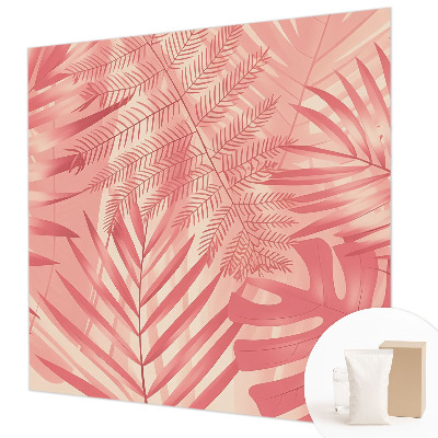 Papier peint panoramique tendance avec un motif de feuilles tropicales