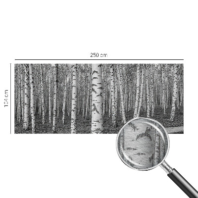 Papier peint panoramique intissé moderne avec un motif de forêt de bouleaux