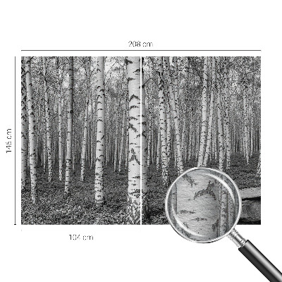Papier peint panoramique intissé moderne avec un motif de forêt de bouleaux