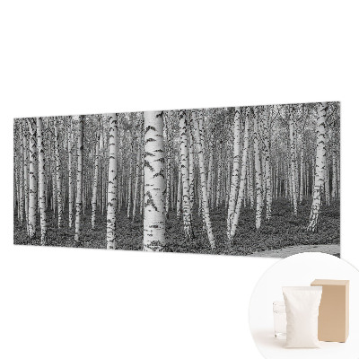 Papier peint panoramique intissé moderne avec un motif de forêt de bouleaux
