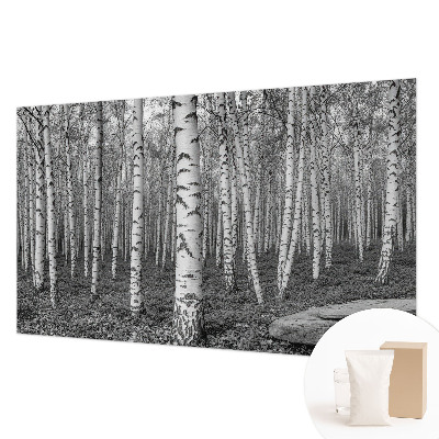 Papier peint panoramique intissé moderne avec un motif de forêt de bouleaux