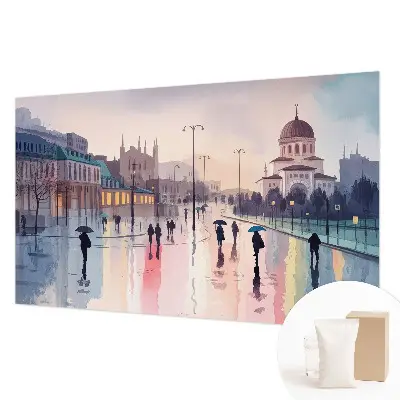 Papier peint photographique sur tissu non tissé Une promenade sous la pluie